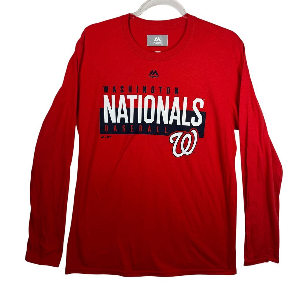 Majestic Washington Nationals Baseball Long Sleeve T-Shirt MLB Fan Gear M